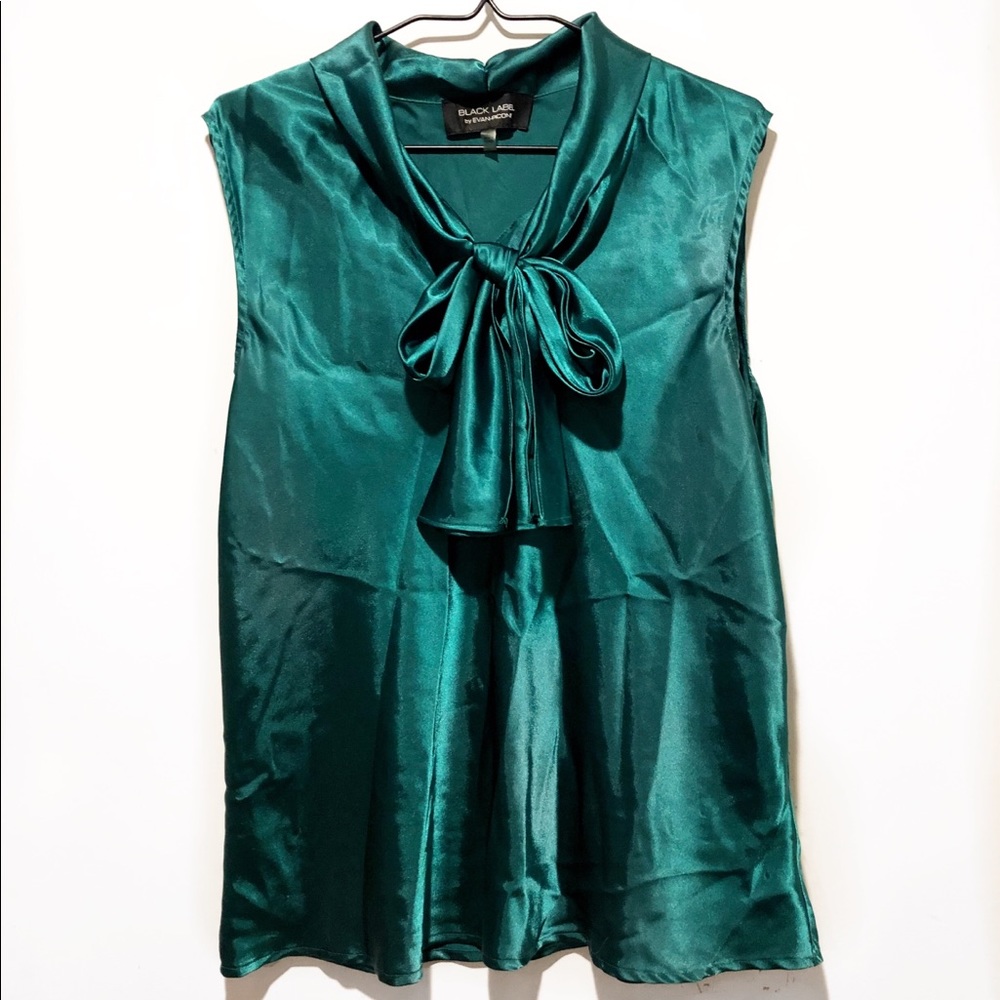 EVAN PICONE Green Shiny Dress Top